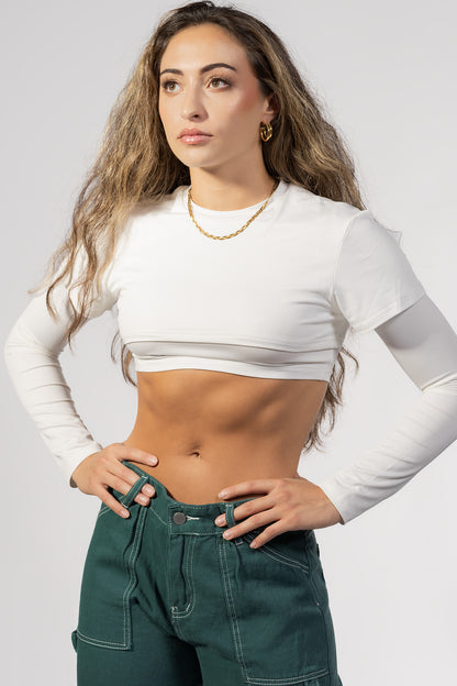 Layered Long Sleeve and Cropped Tank Set